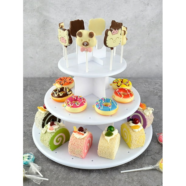 2 Tier Lollipop and Cake   Display Stand 42 Hole Holder Solid Plastic 